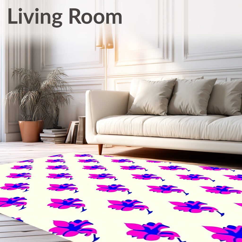 Vibrant Pink Blue Floral Medallions Rug