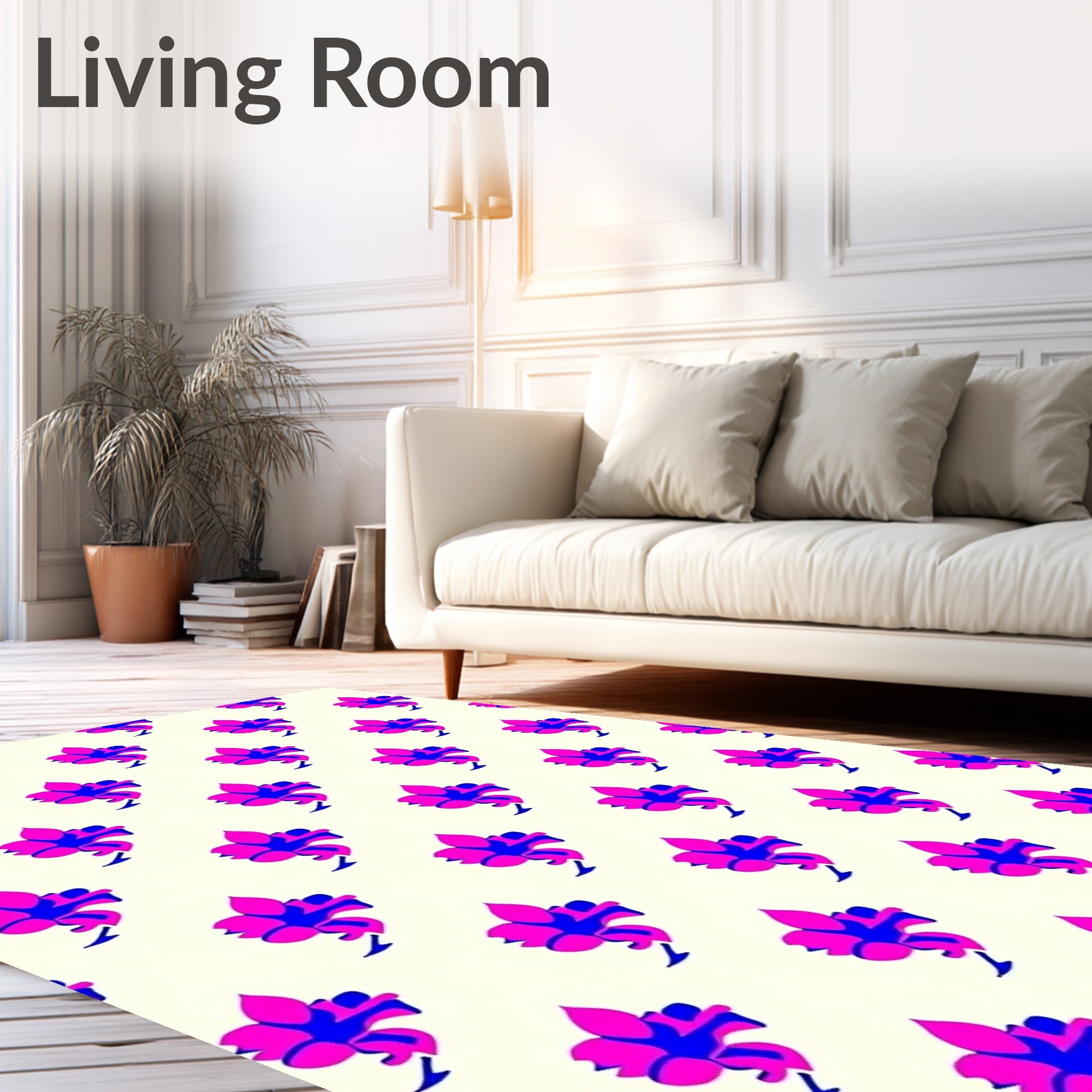 Vibrant Pink Blue Floral Medallions Rug