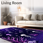 Deep Sea Jellyfish Under Purple Lights Rug