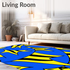 Bold Blue Yellow Striped Forms Rug