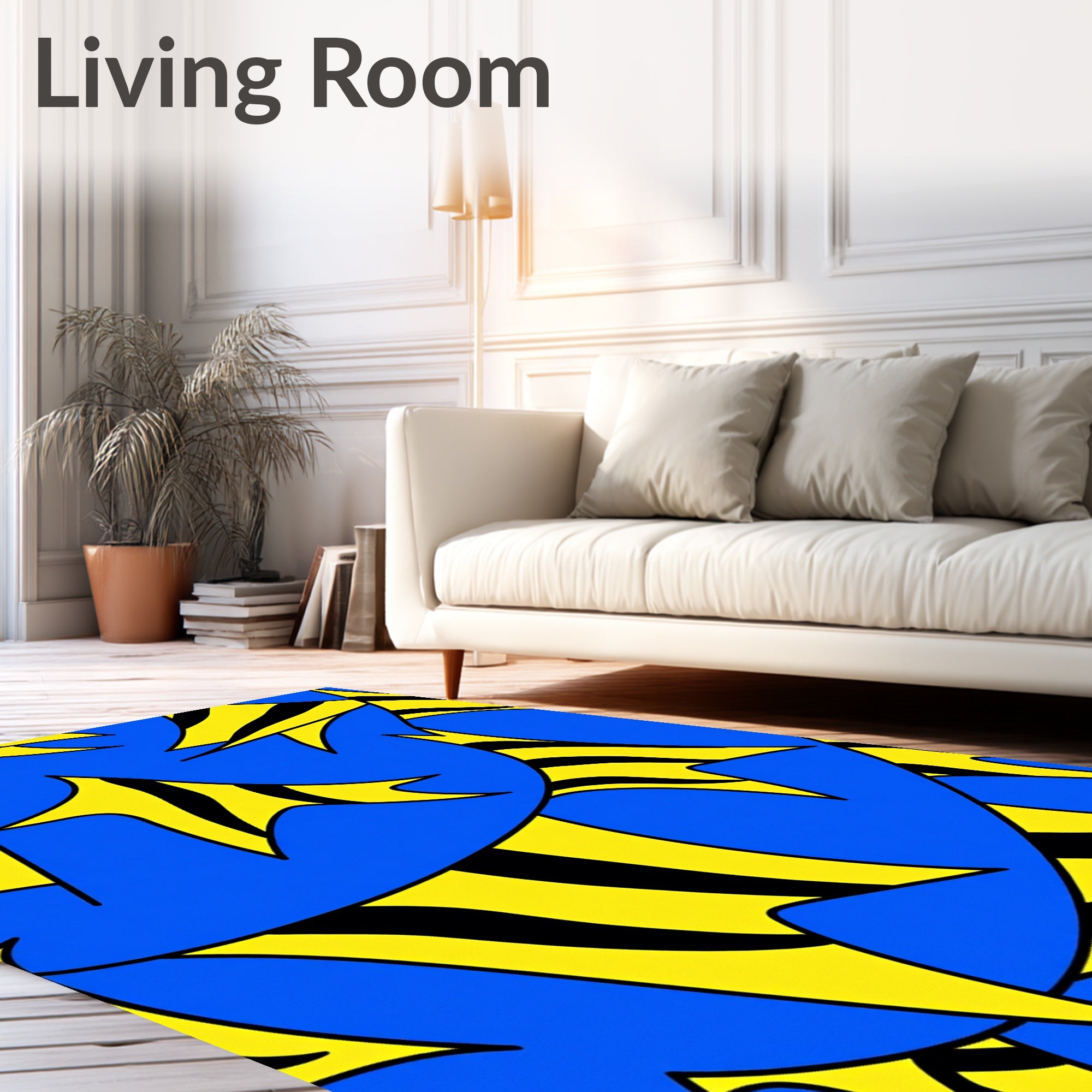 Bold Blue Yellow Striped Forms Rug