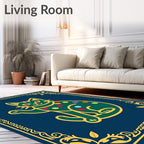 Green Polka Dot Cat Border Rug