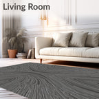 Dark Gray Abstract Wood Grain Rug