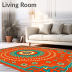 Vibrant Sunburst Floral Mandala Medallion Rug