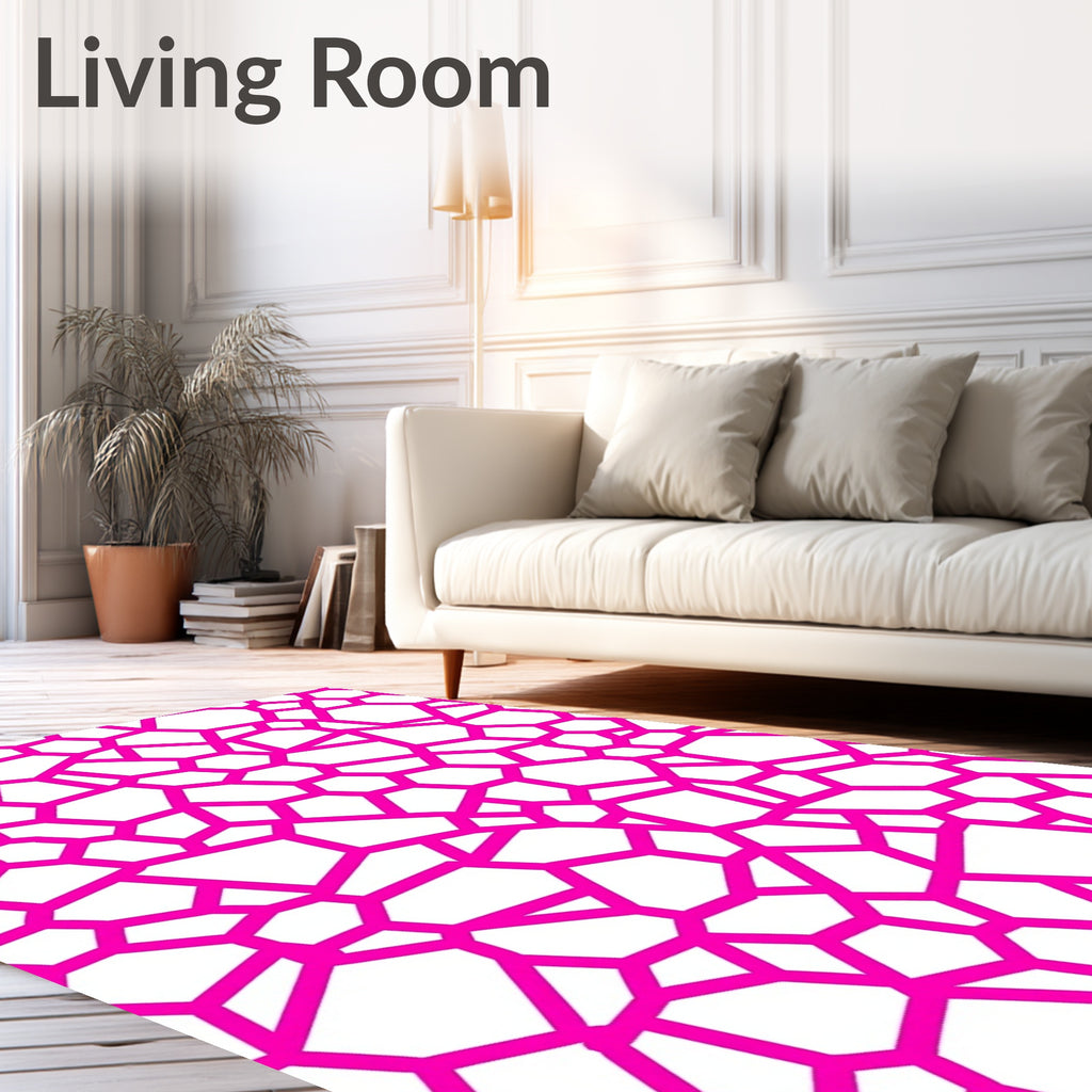 Bright Pink Geometric Organic Network Rug