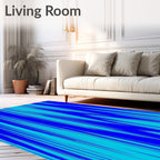 Bold Blue Turquoise Rhapsody Lines Rug