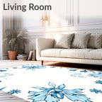 Lush Blue Floral Branches Accent Rug