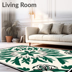 Emerald Green Floral Mandala Rug