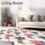 Art Nouveau Pink Blue Floral Lattice Rug