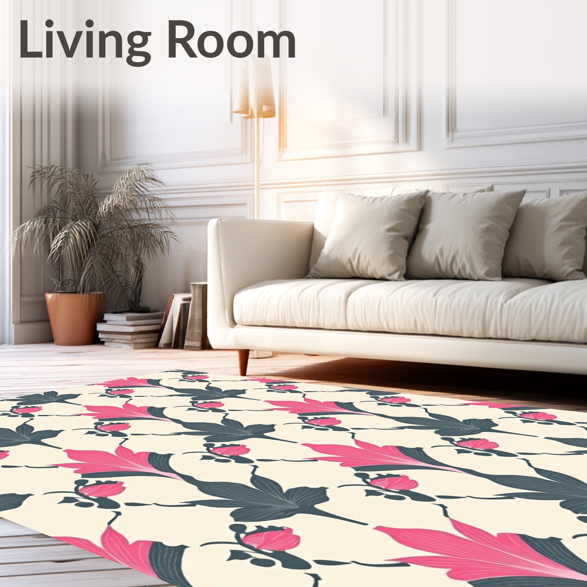 Art Nouveau Pink Blue Floral Lattice Rug