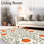 Autumn Orange Pumpkin Vine Swirls Rug