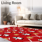 Red Snowmen Firework Scatter Rug