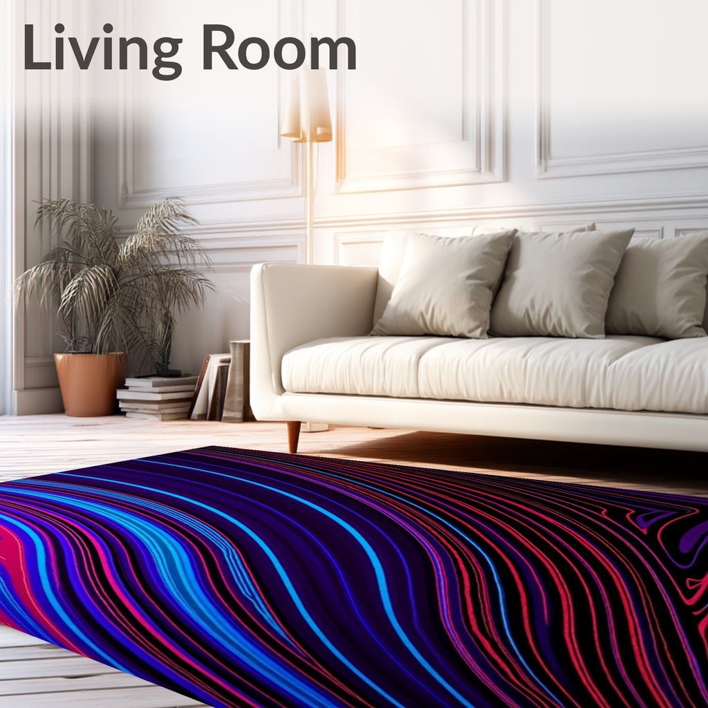 Vibrant Electric Swirl Fluid Lines Rug