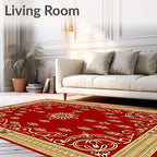 Crimson Gold Ornate Floral Medallion Rug