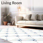 White Button Diamond Tufted Rug