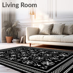Black White Intricate Snowflake Rug