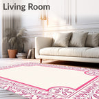 Ornate Pink Floral Border Rug