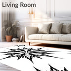 Sharp Black White Geometric Starburst Rug