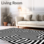 Black White Intersecting Lines Rug