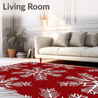 Red White Snowflake Holiday Textile Rug