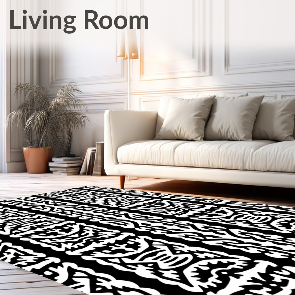 Bold Black And White Tribal Stripes Rug