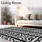 Bold Black And White Tribal Stripes Rug