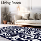 Dark Blue Organic Abstract Flow Rug
