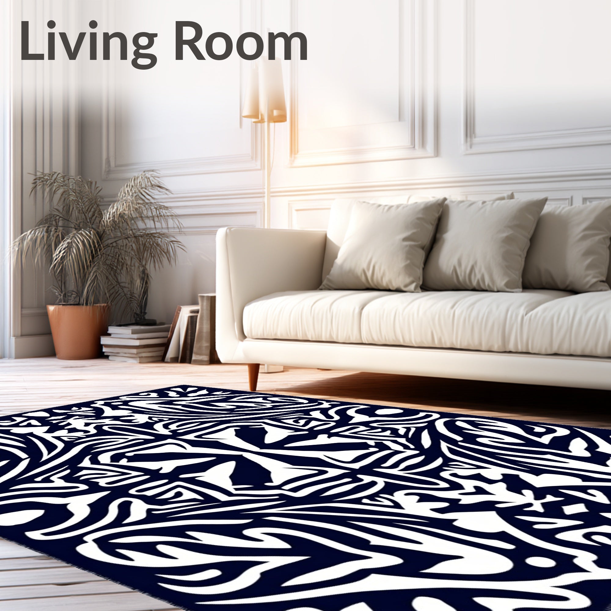 Dark Blue Organic Abstract Flow Rug