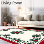 Classic Green Pine Wreath Flower Rug