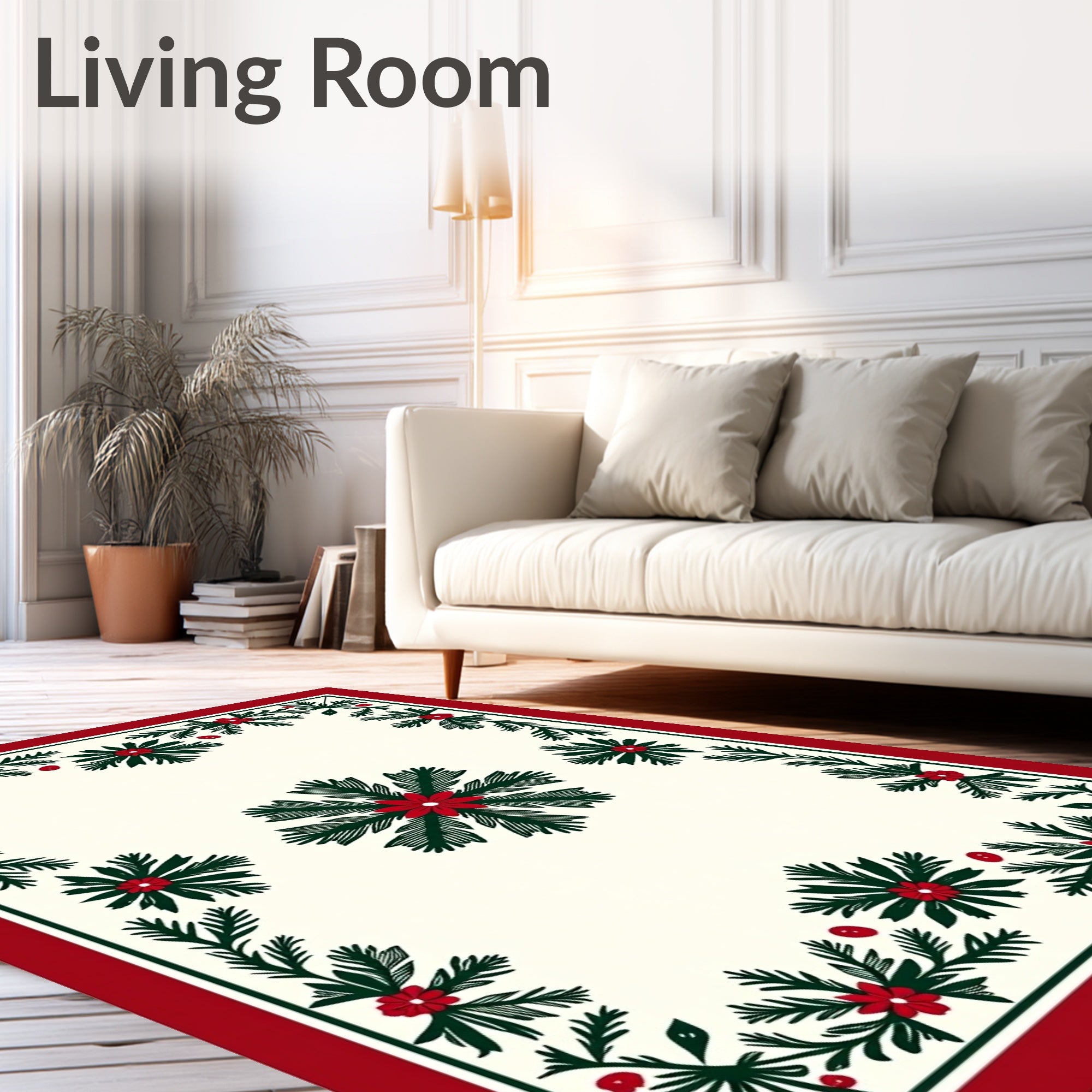 Classic Green Pine Wreath Flower Rug