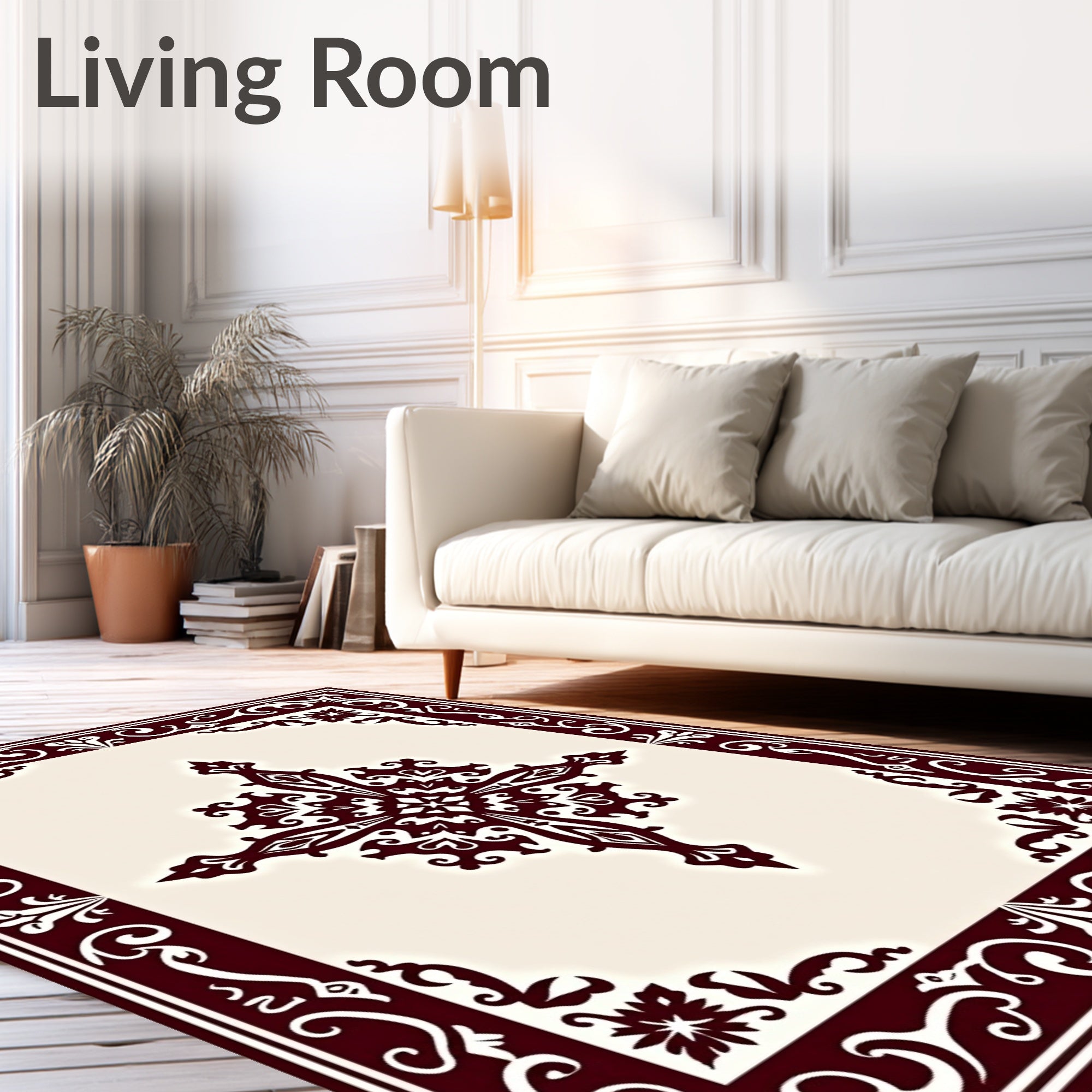Rich Burgundy Ornamental Cross Rug