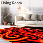 Fiery Red Swirls Tribal Rug