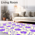 Purple Paw Prints Swirls Cream Background Rug