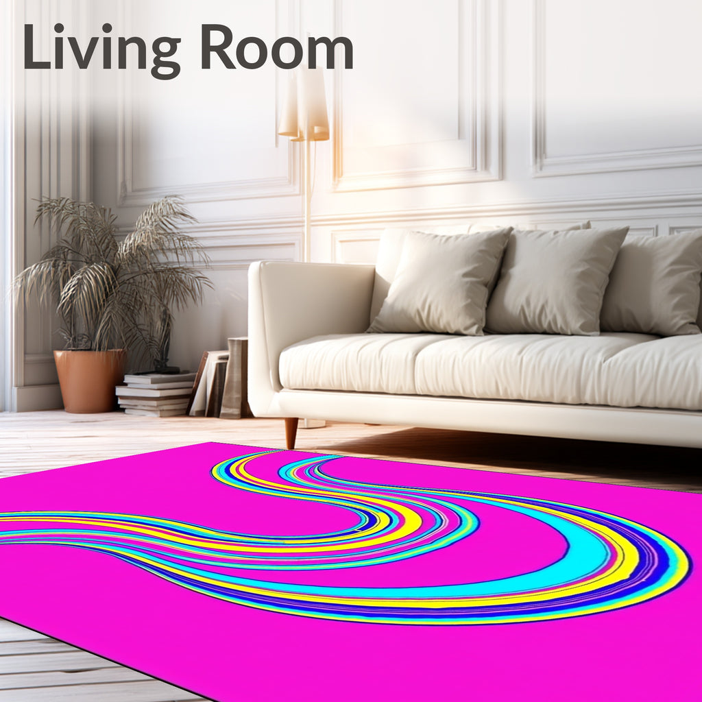 Vibrant Pink U-Shaped Color Ribbons Rug