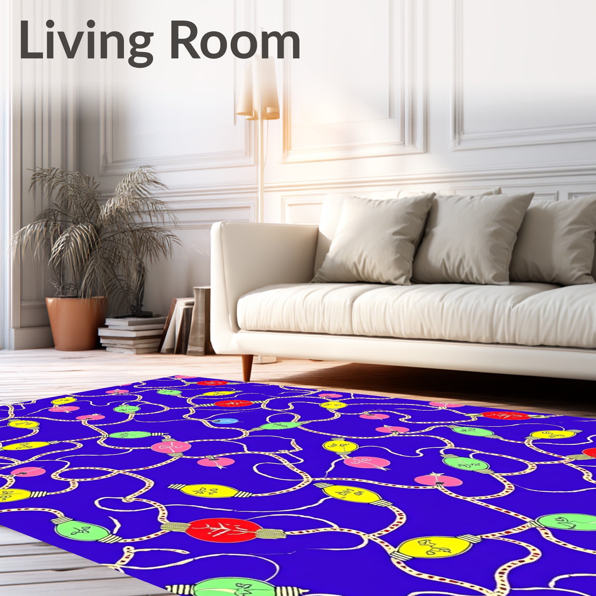 Colorful Christmas Lights Garland Rug
