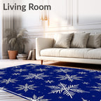 Deep Blue White Snowflake Medley Rug
