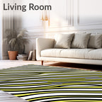 Bold Yellow Black White Wavy Stripes Rug