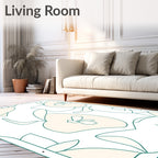 Cream Floral Outline Art Rug