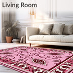 Pink Paisley Floral Scroll Rug