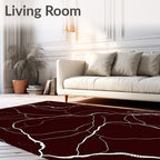 Deep Crimson Veined Marble Rug