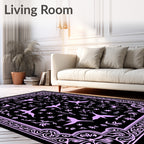 Ornate Lilac Bird and Floral Border Rug