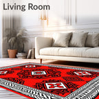Bold Red Geometric Star Medallion Rug