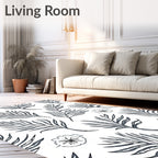 Dark Slate Palm Frond Floral Rug