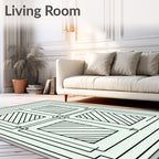 Mint Green Geometric Four Panel Rug