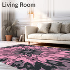 Pink Obsidian Burst Radiating Medallion Rug