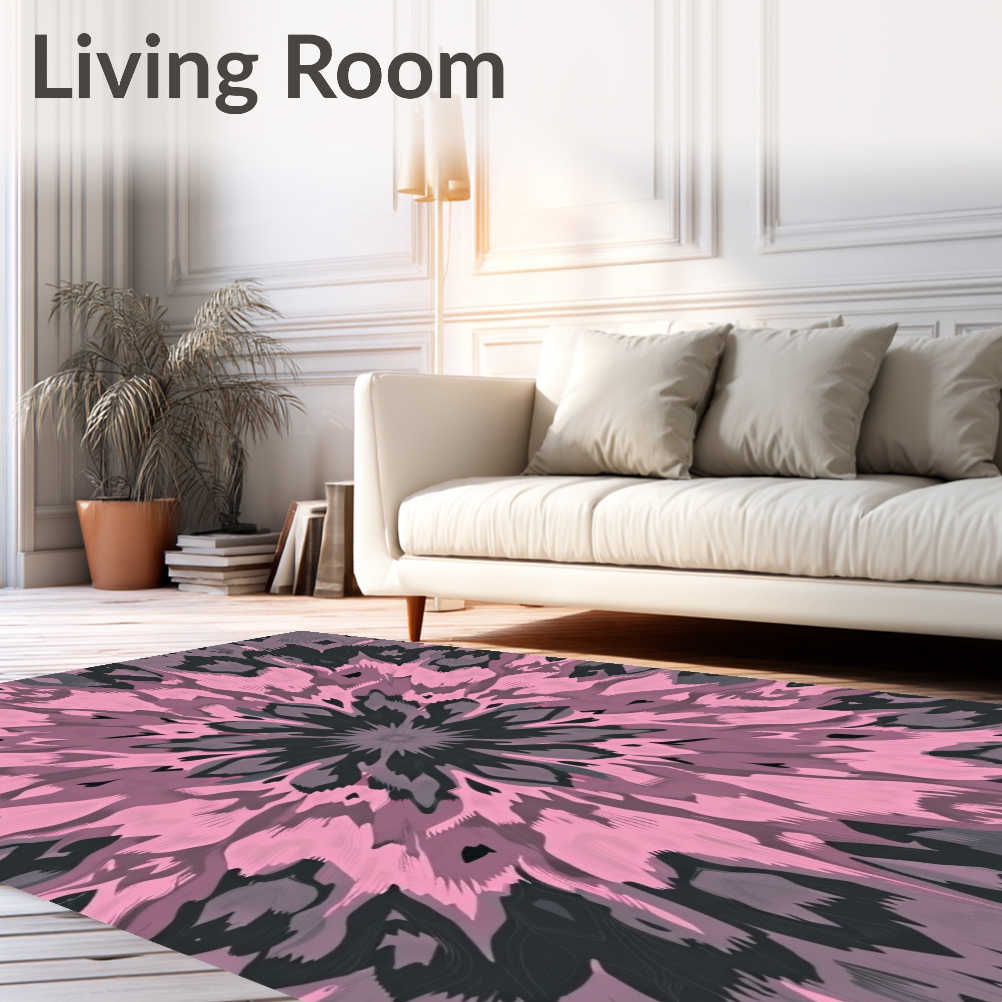 Pink Obsidian Burst Radiating Medallion Rug