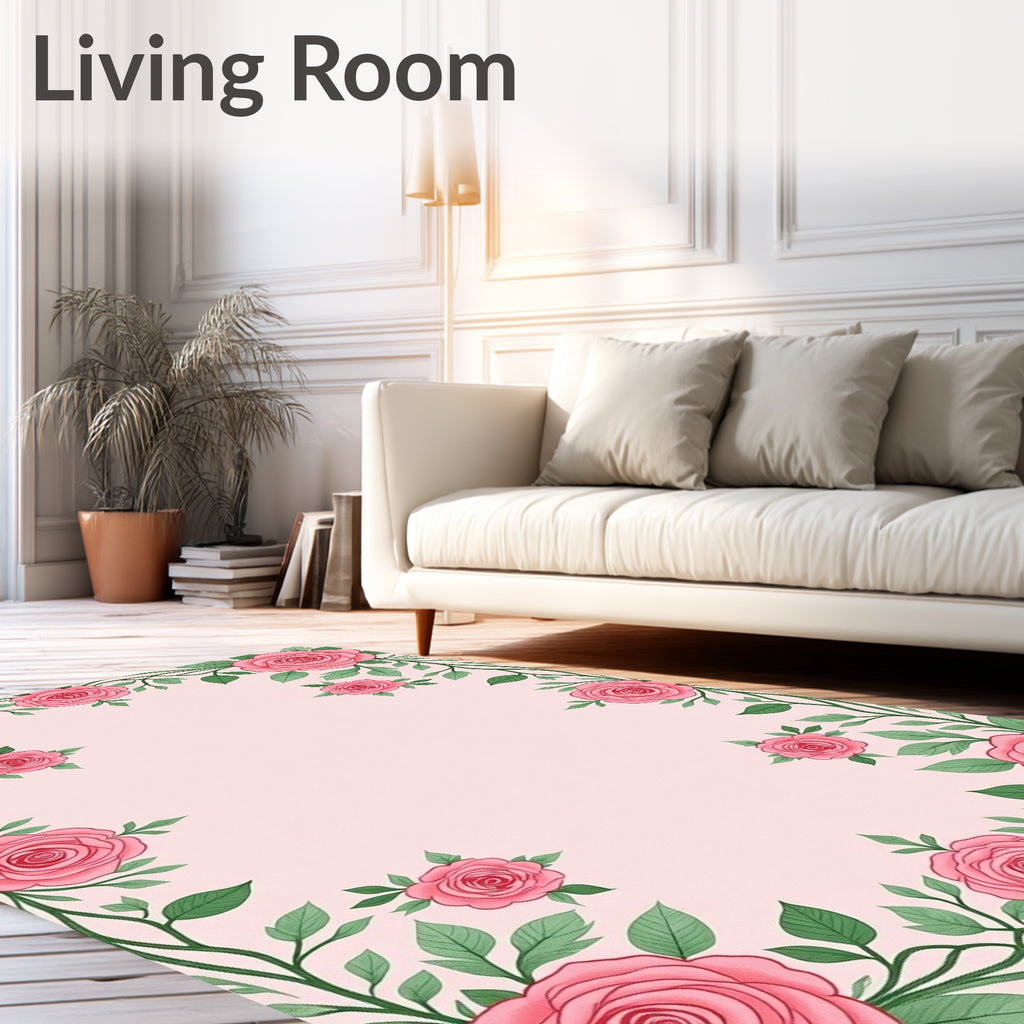 Pink Rose Vine Garland Rug