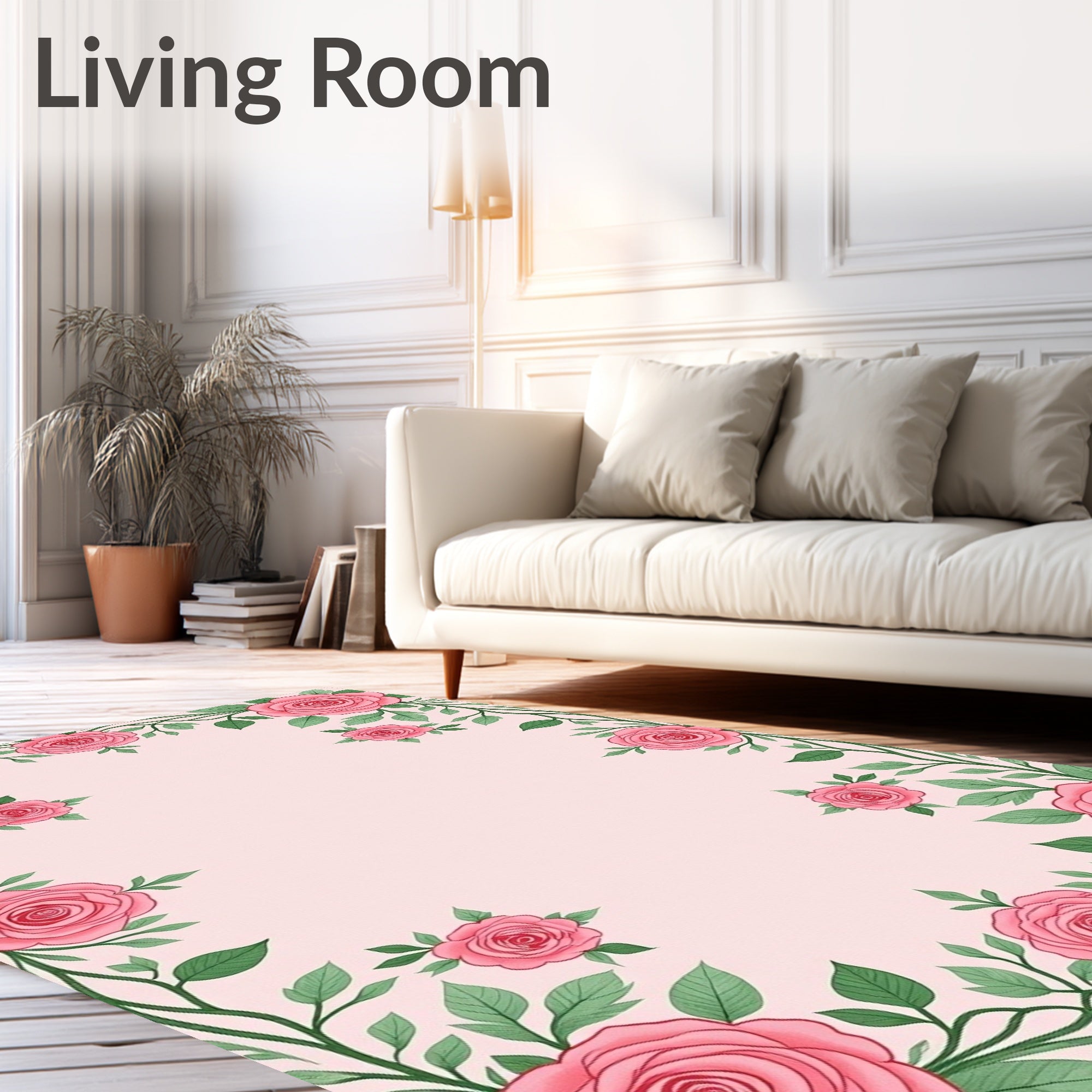 Pink Rose Vine Garland Rug