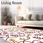 Burgundy and Gold Leafy Vines Rug
