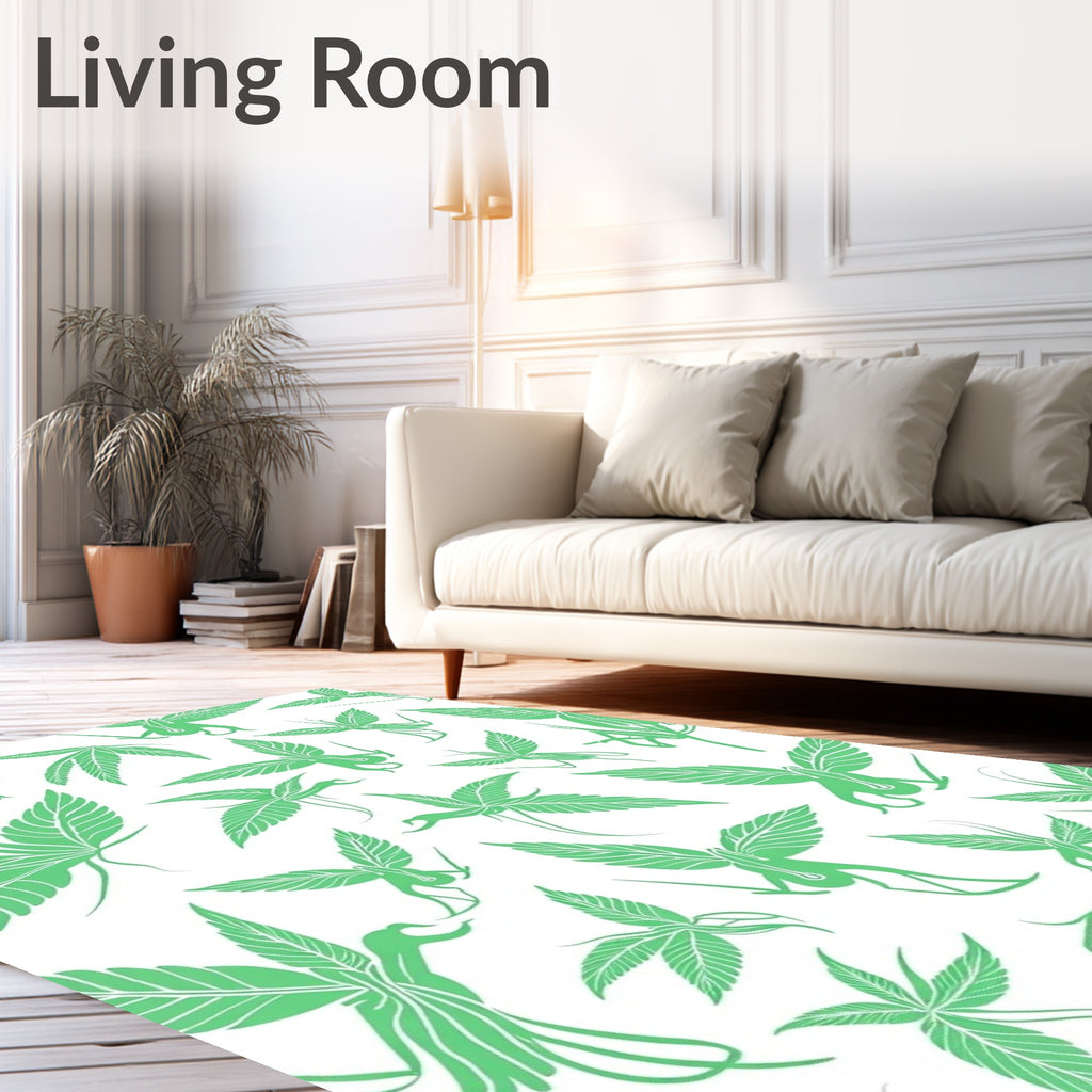 Emerald Green Floral Fairy Imprint Rug